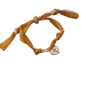 Yellow Fabric Bracelet with Gold Charm
